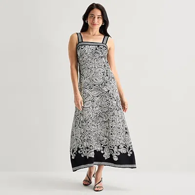 Msk Womens Square Neck Sleeveless Maxi Dress In Black