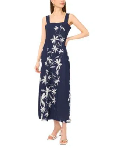 Msk Womens Square Neck Thick Strap Maxi Dress In Blue