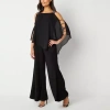 Msk Womens Straight Neck Short Sleeve Jumpsuit In Black