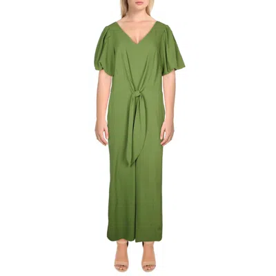 Msk Womens Tie Front V-neck Jumpsuit In Multi