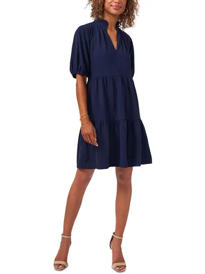 Msk Womens Tiered Short Mini Dress In Blue