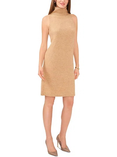 Msk Women's Sleeveless Turtleneck Sweater Dress In Latte Heather