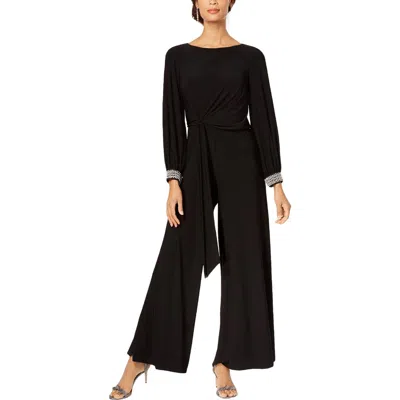 Msk Rhinestone-embellished Wide-leg Jumpsuit In Black