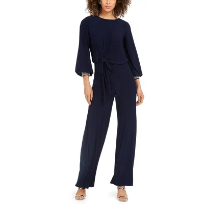Msk Womens Wide Leg Embellished Jumpsuit In Blue
