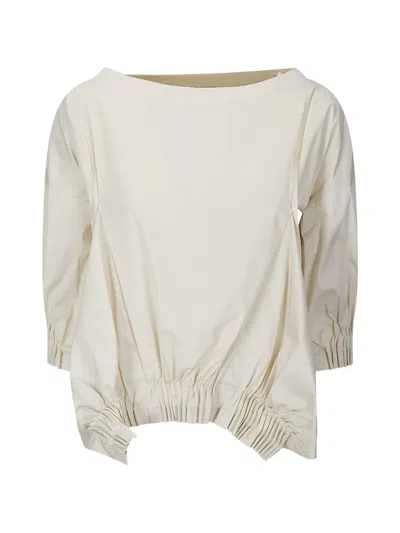 M.s.m Milano Asymmetric Pleated Blouse In White