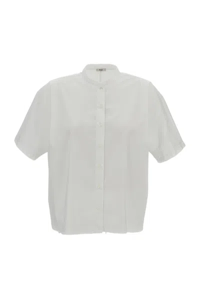 M.s.m Milano Grandad Collar Shirt With Kimono Shoulders And Wide Silhouette In White
