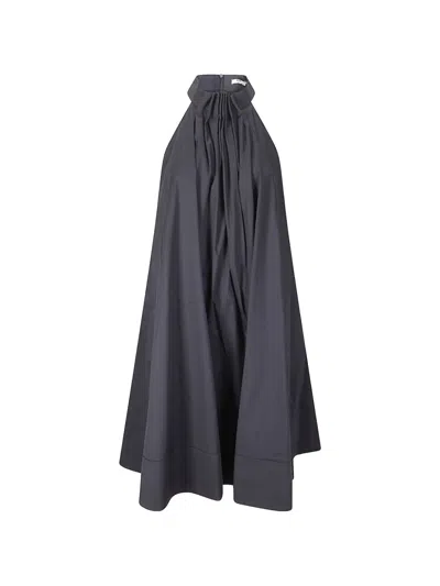 M.s.m Milano Halterneck Pleated Dress In Gray