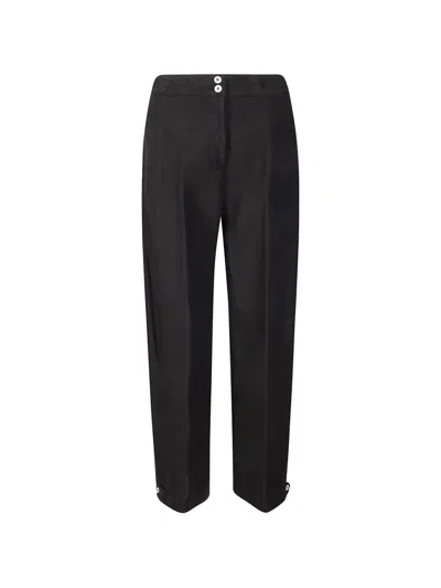 M.s.m Milano Straight-leg Linen Trousers In Black