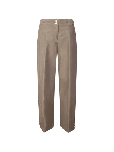 M.s.m Milano Straight-leg Linen Trousers In Brown