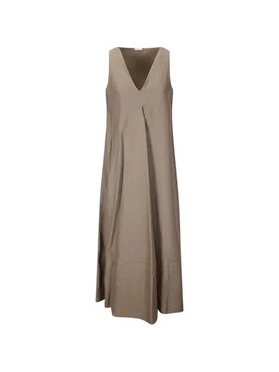 M.s.m Milano V-neck Sleeveless Dress In Brown