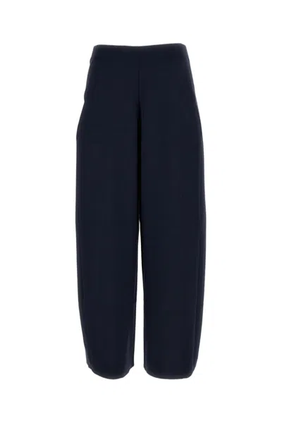 M.s.m Milano Wide-leg Stretch Cotton Trousers With Elasticated Waistband In Blue