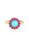 M.spalten 14k Yellow Gold And Turquoise Dolly Ring In Blue