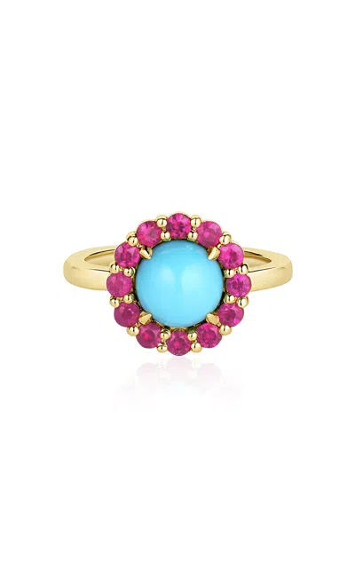 M.spalten 14k Yellow Gold And Turquoise Dolly Ring In Blue