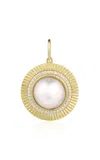M.spalten One Of A Kind 14k Yellow Gold Sunbeam Pearl Medallion Charm