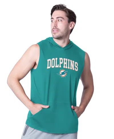 Msx By Michael Strahan Men's Aqua Miami Dolphins Action Sleeveless Pullover Hoodie In Blue