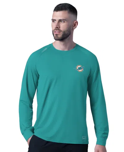 Msx By Michael Strahan Men's Aqua Miami Dolphins Forward Long-sleeve T-shirt