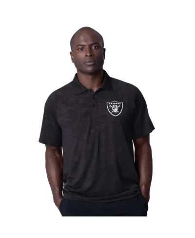 Msx By Michael Strahan Men's Black Las Vegas Raiders Baseline Raglan Polo Shirt