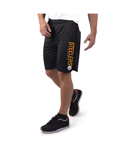 Msx By Michael Strahan Men's Black Pittsburgh Steelers Mesh Shorts
