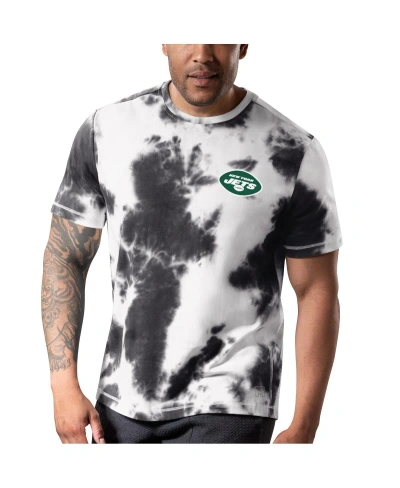 Msx By Michael Strahan Men's  Black New York Jets Freestyle Tie-dye T-shirt