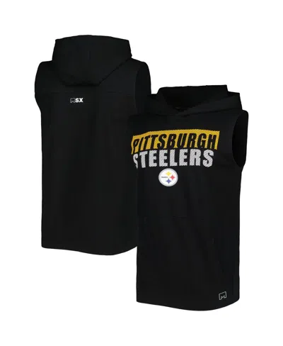Msx By Michael Strahan Men's  Black Pittsburgh Steelers Relay Sleeveless Pullover Hoodie
