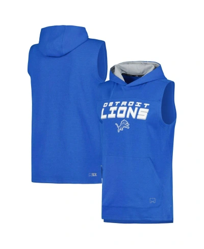 Msx By Michael Strahan Men's  Blue Detroit Lions Captain Tri-blend Sleeveless Hoodie T-shirt