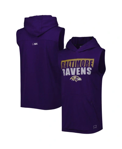 Msx By Michael Strahan Men's  Purple Baltimore Ravens Relay Sleeveless Pullover Hoodie