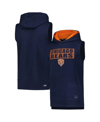 Msx By Michael Strahan Men's Navy Chicago Bears Marathon Sleeveless Pullover Hoodie