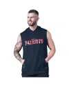 Msx By Michael Strahan Men's Navy New England Patriots Tri-blend Rebound Sleeveless Hoodie In Blue