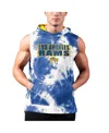 Msx By Michael Strahan Men's Royal Los Angeles Rams Resistance Sleeveless Pullover Hoodie In Blue