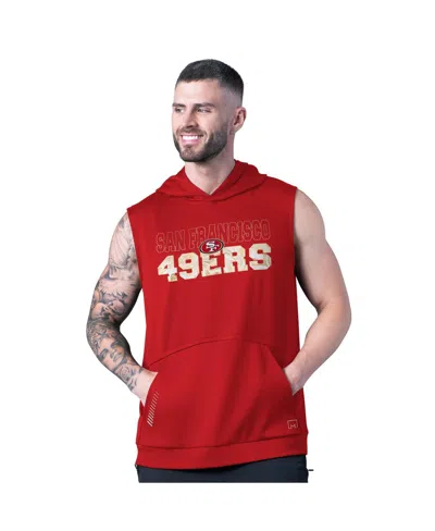Msx By Michael Strahan Men's Scarlet San Francisco 49ers Tri-blend Rebound Sleeveless Hoodie In Red