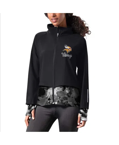 Msx By Michael Strahan Women's Black Minnesota Vikings Grace Raglan Full-zip Running Jacket