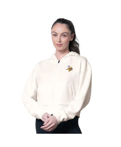 Msx By Michael Strahan Women's Cream Minnesota Vikings Eleanor Full-zip Hoodie In White