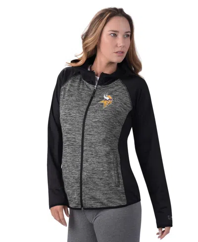 Msx By Michael Strahan Women'sâ Black Minnesota Vikings Leslie Space Dyed Raglan Full-zip Jacket