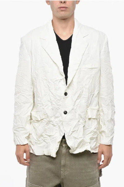 Mtl Studio Wrinkled Effect Raffaello Single-breasted Blazer In White