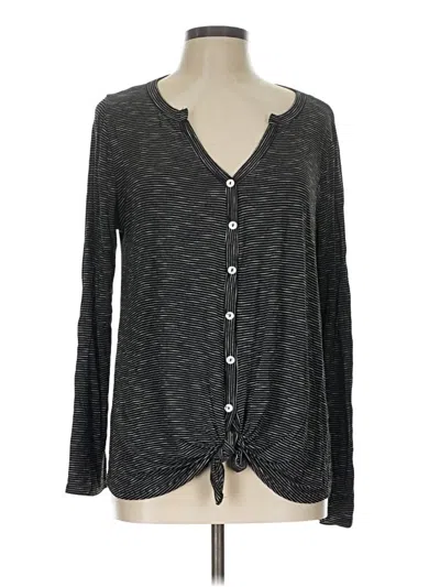 Pre-owned Mts Long Sleeve Top Gray Keyhole Neckline Tops