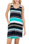 Mts Stripe Tank Dress In Jade Black In Multi
