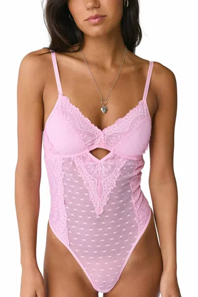 Mucci Luna Lace Bodysuit In Bubblegum In Pink