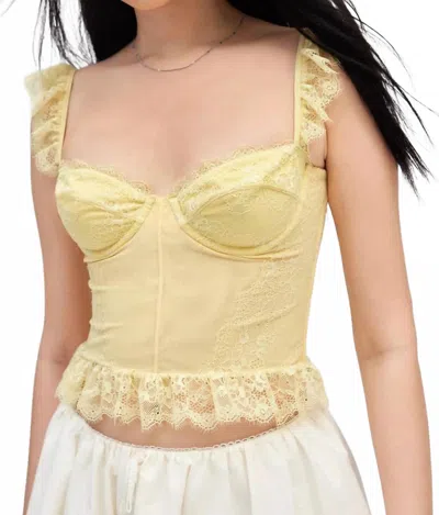Mucci Positano Lace Corset Top In Limoncello In Yellow