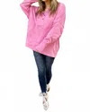 Much Ado Hannah Pullover Hoodie Top In Rose Pink