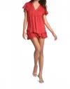 Muche & Muchette Hailey V Neck Top In Red