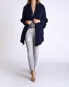 Muche & Muchette Mademoiselle Fuzzy Draped Cardigan In Navy Ruffle In Multi