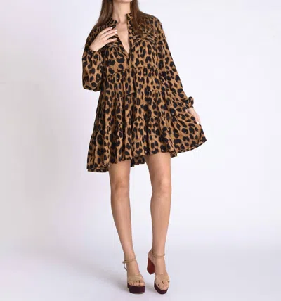 Muche & Muchette Rina Pleated Dress In Leopard In Brown