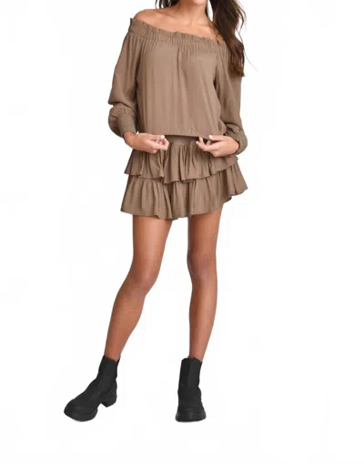 Muche & Muchette Tayna Off The Shoulder Top In Khaki In Brown