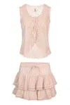 Muche Et Muchette Cannes Embroidered Tank Top &amp; Skort Washed Blush In Pink