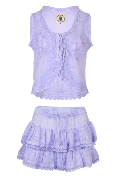 Muche Et Muchette Cannes Embroidered Tank Top And Skort Washed Purple In Blue