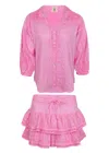 Muche Et Muchette Coquette Embroidered Shirt And Skort Washed Pink In Pink
