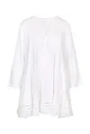 Muche Et Muchette Raya Loose Fit Pleated Linen Dress White In White