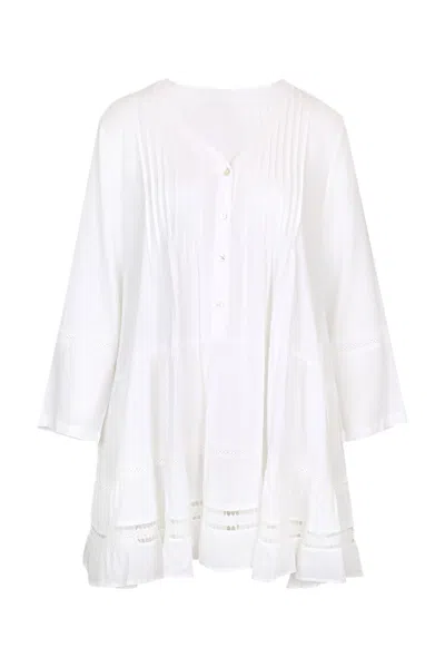 Muche Et Muchette Raya Loose Fit Pleated Linen Dress White