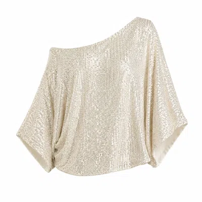 Muche Et Muchette Women's Gold Cheri Sequins Loose Poncho Top In Multi