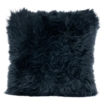 Pre-owned Muchi Decor By La-ri S.r.l. Shearling Sheepskin Dark Green Cushion By Muchi Decor, Made In Italy